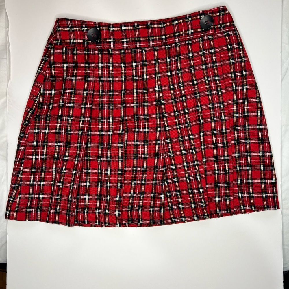 Top shop mini red plaid skirt size 4